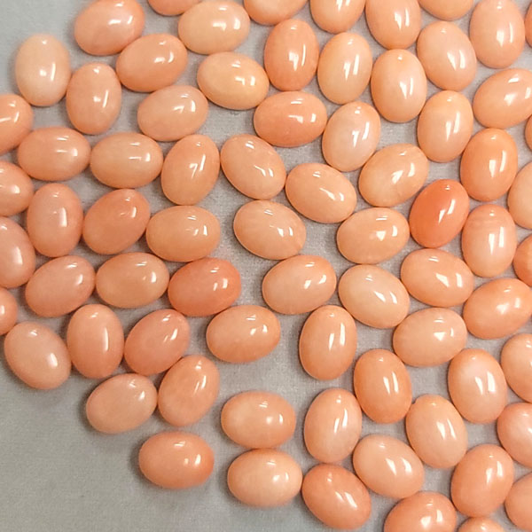 06X08MM OVAL CABOCHON  NATURAL PINK CORAL